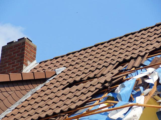 Damaged roof tiles